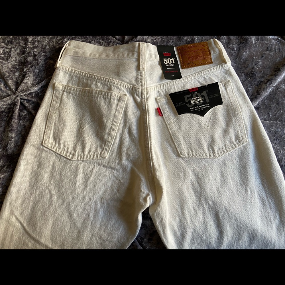 NWT Levi’s 501 Skinny White Jeans Size 26 X 28 - Picture 10 of 14